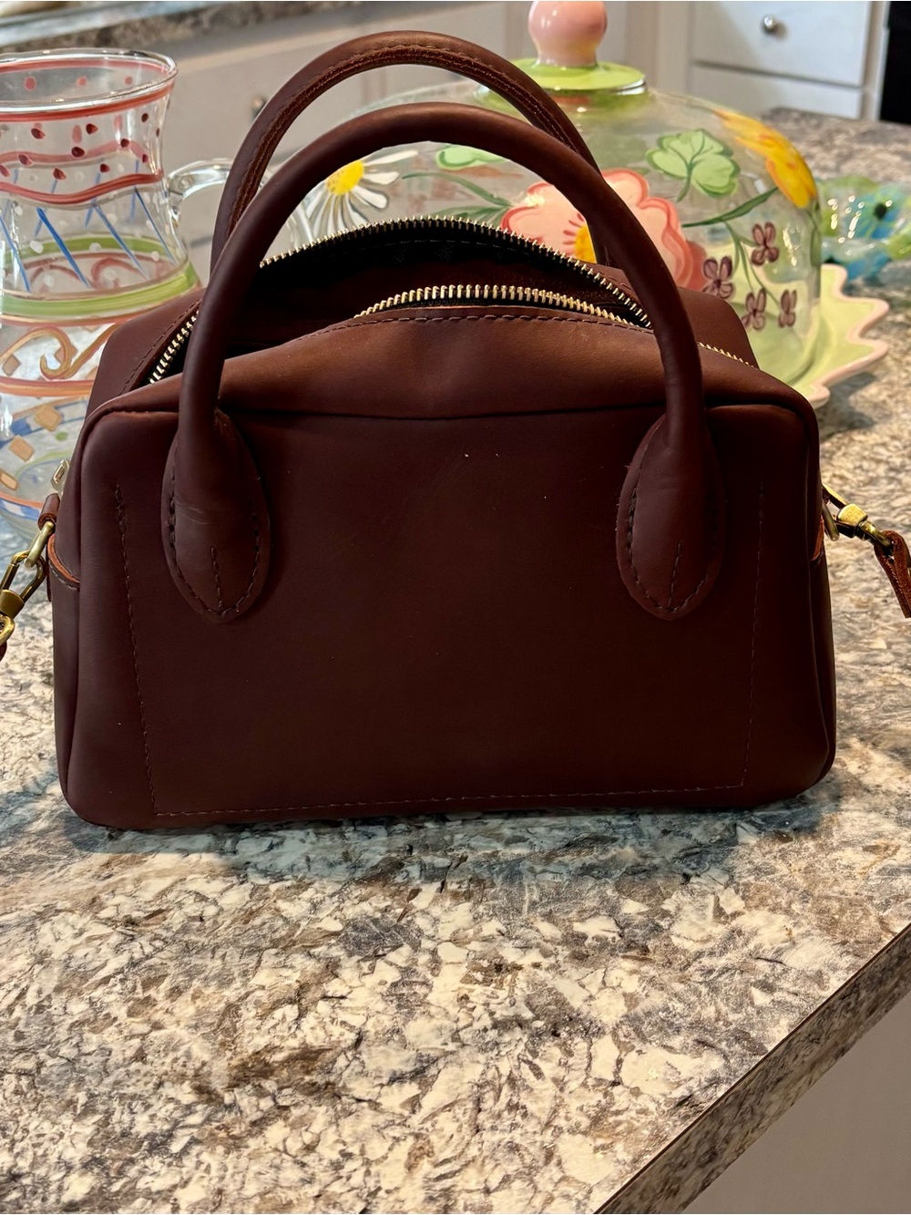 Portland Leather Grace Doctor Bag Crossbody Satchel in Cognac Brown
